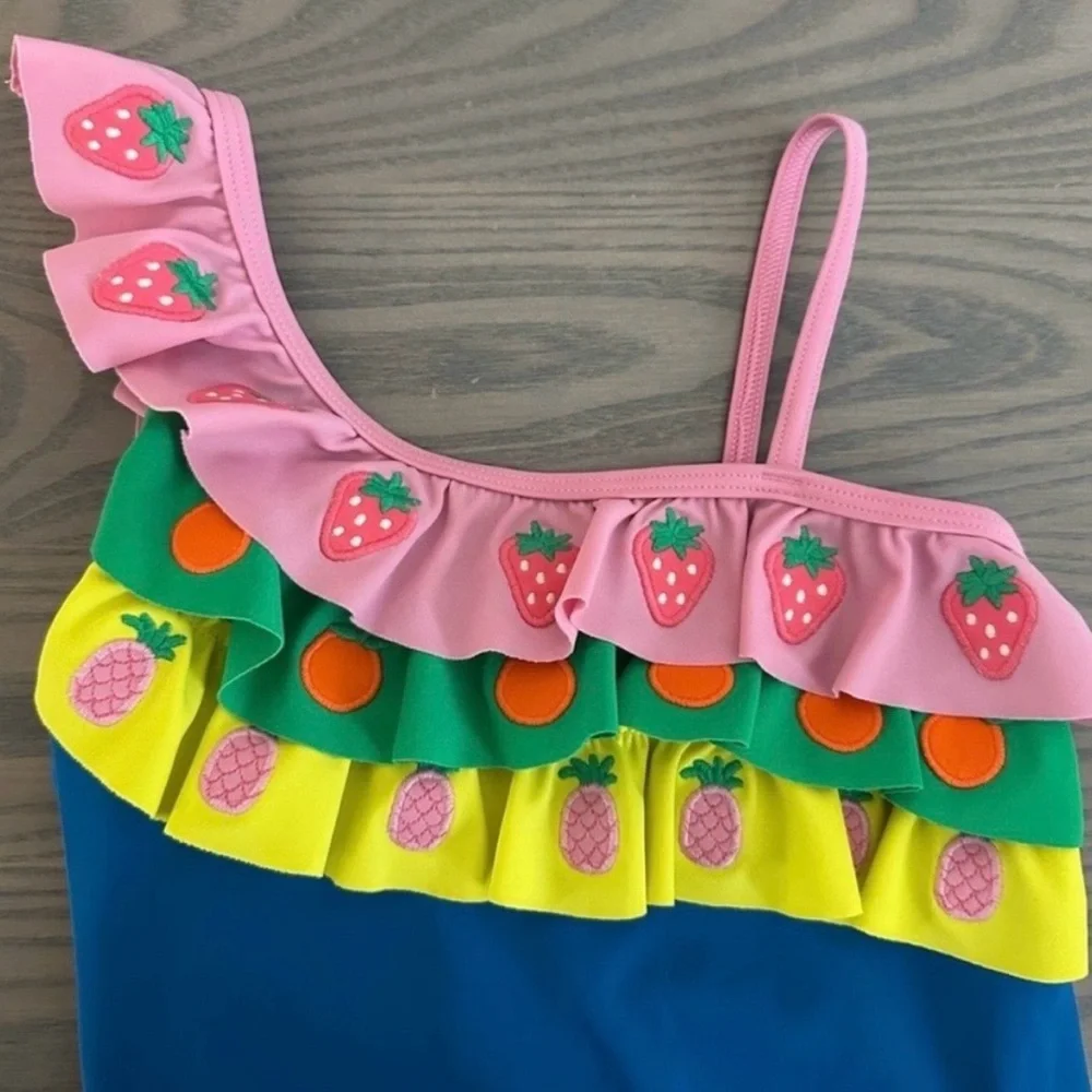 MINI BODEN GIRLS LILA ONE SHOULDER SWIMSUIT